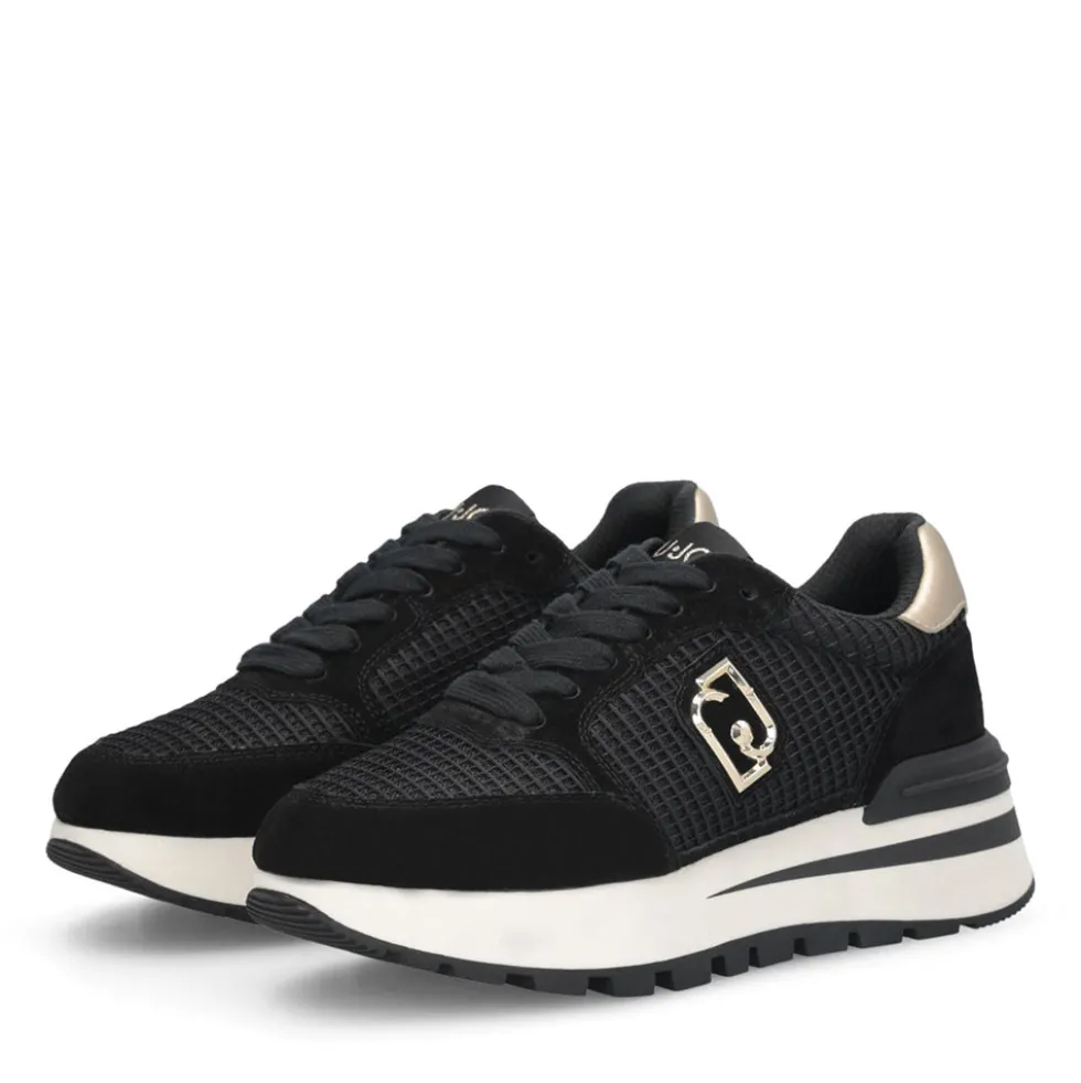 Sneakers Platform LIU JO Amazing 25 in Suede e Mesh Black Light Gold