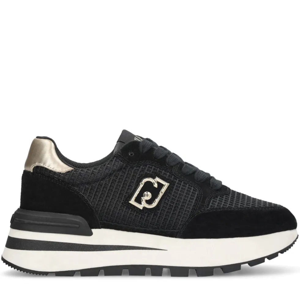 Sneakers Platform LIU JO Amazing 25 in Suede e Mesh Black Light Gold
