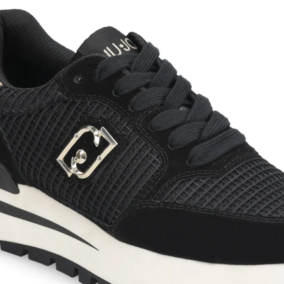 Sneakers Platform LIU JO Amazing 25 in Suede e Mesh Black Light Gold