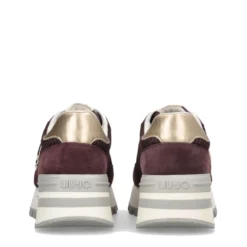 Sneakers Platform LIU JO Amazing 25 in Suede e Mesh Cremisi Light Gold