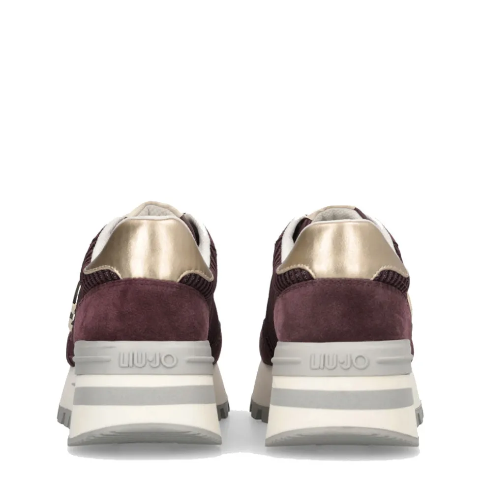 Sneakers Platform LIU JO Amazing 25 in Suede e Mesh Cremisi Light Gold