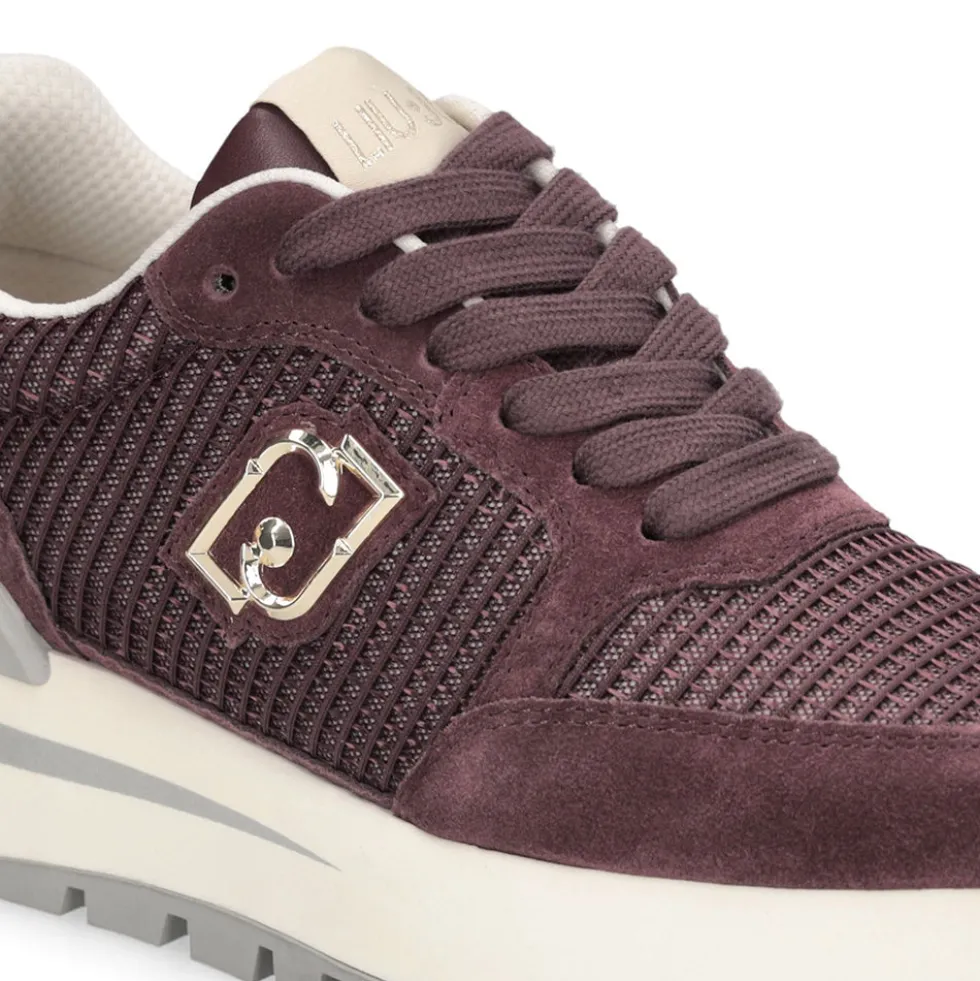 Sneakers Platform LIU JO Amazing 25 in Suede e Mesh Cremisi Light Gold