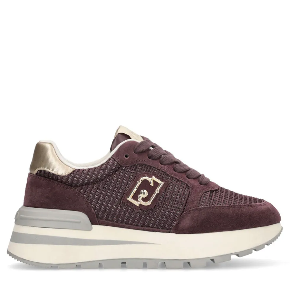 Sneakers Platform LIU JO Amazing 25 in Suede e Mesh Cremisi Light Gold
