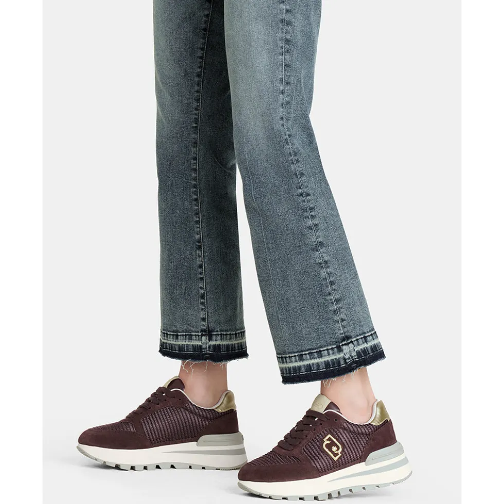 Sneakers Platform LIU JO Amazing 25 in Suede e Mesh Cremisi Light Gold