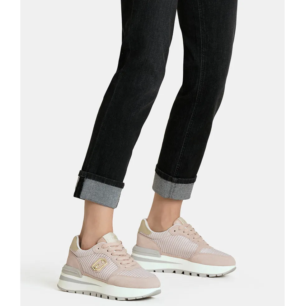 Sneakers Platform LIU JO Amazing 25 in Suede e Mesh Nude Light Gold