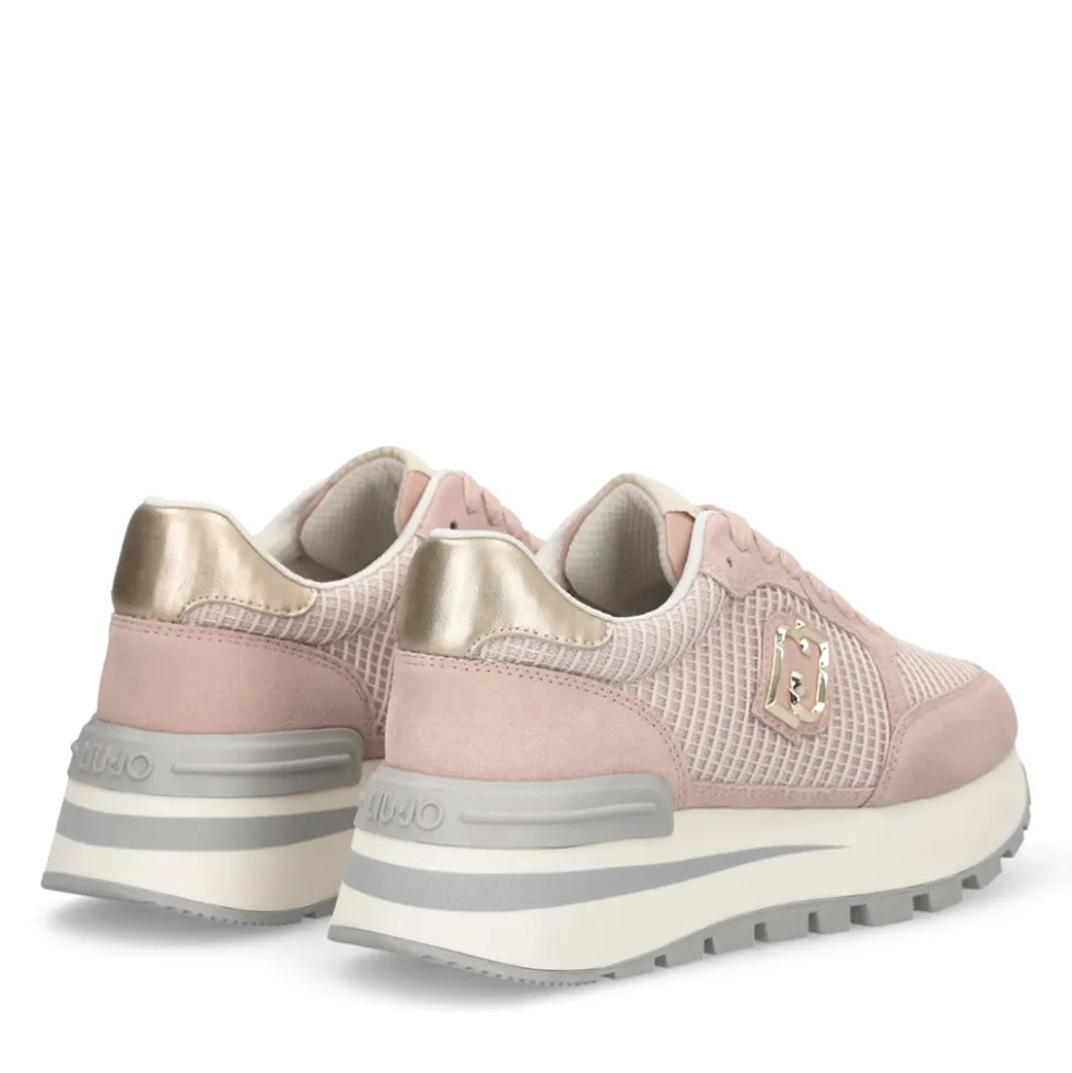 Sneakers Platform LIU JO Amazing 25 in Suede e Mesh Nude Light Gold