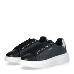 Sneakers Platform LIU JO Babol 01 Laminate Effetto Lizard Black Silver