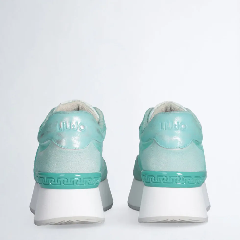 Sneakers Platform LIU JO Dreamy 02 in Suede e Nylon Verde Acqua