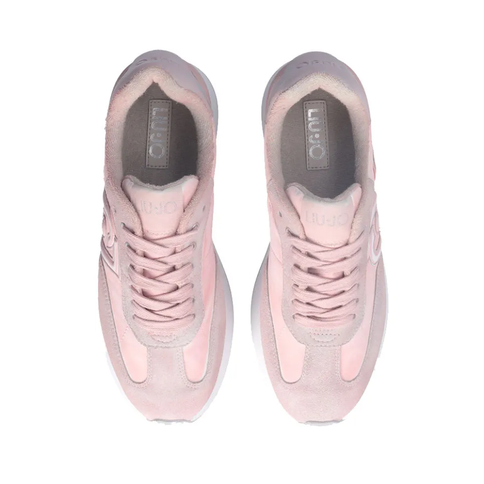 Sneakers Platform LIU JO Dreamy 02 in Suede e Nylon Rosa Pesca