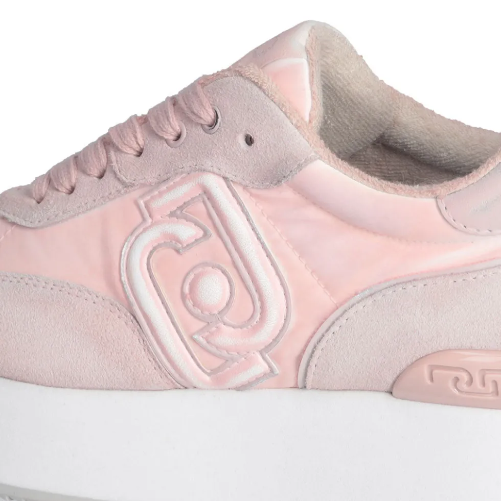 Sneakers Platform LIU JO Dreamy 02 in Suede e Nylon Rosa Pesca