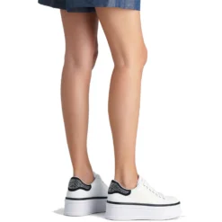 Sneakers Platform LIU JO Selma 16 in Pelle Bianca con Inserto in Raso Nero con Strass