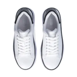 Sneakers Platform LIU JO Selma 16 in Pelle Bianca con Inserto in Raso Nero con Strass