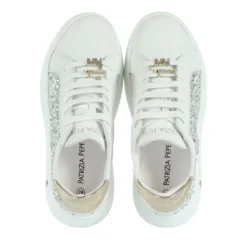 Sneakers Platform PATRIZIA PEPE Girl in Pelle Bianca con Inserti Trasparenti con Pietre Applicate