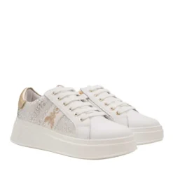 Sneakers Platform PATRIZIA PEPE Girl linea Flycrystal in Pelle Bianca con Strass