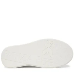 Sneakers Platform PATRIZIA PEPE Girl in Pelle Bianca con Logo Gioiello Silver