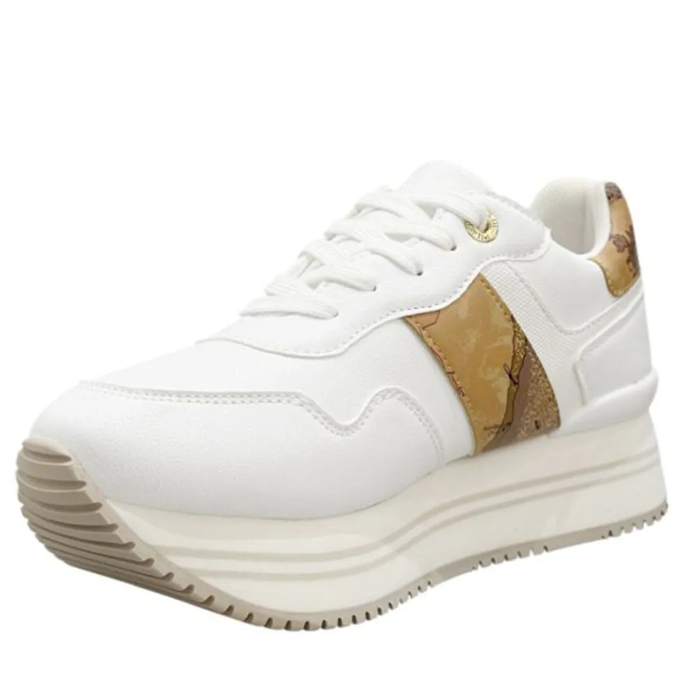 Sneakers Running 1A Classe Alviero Martini Bianche con Inserto stampa Geo Beige 2438