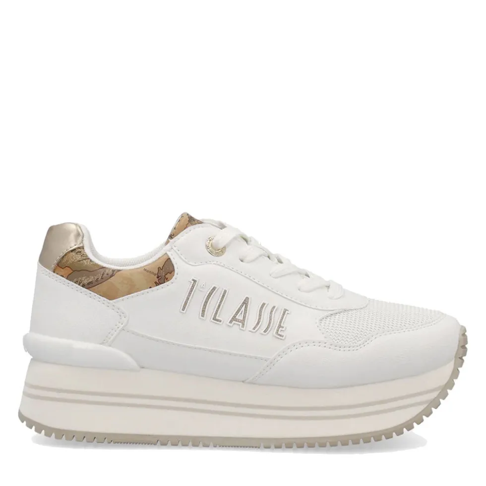 Sneakers Running 1A Classe Alviero Martini Bianche con Inserto stampa Geo Beige 2440