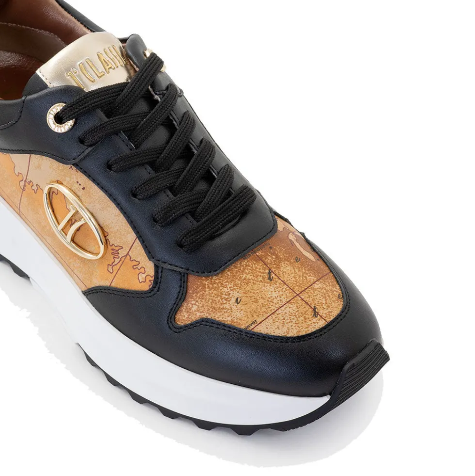 Sneakers Running 1A Classe Alviero Martini linea Geo Road Tibet in Eco Nappa Nera 1205