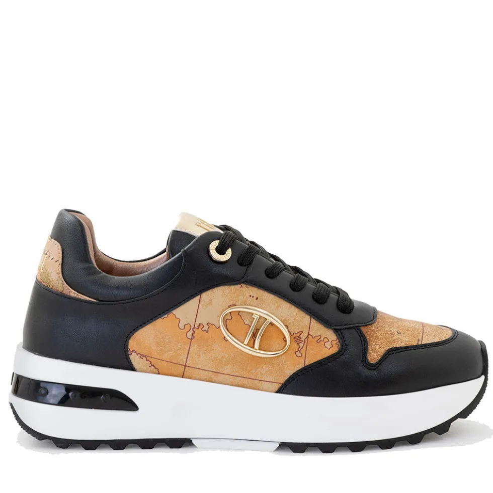 Sneakers Running 1A Classe Alviero Martini linea Geo Road Tibet in Eco Nappa Nera 1205