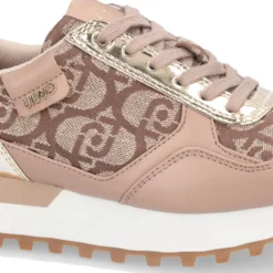 Sneakers Running LIU JO Evelyn 915 in Tessuto Jacquard con Logo Monogram Beige Gold