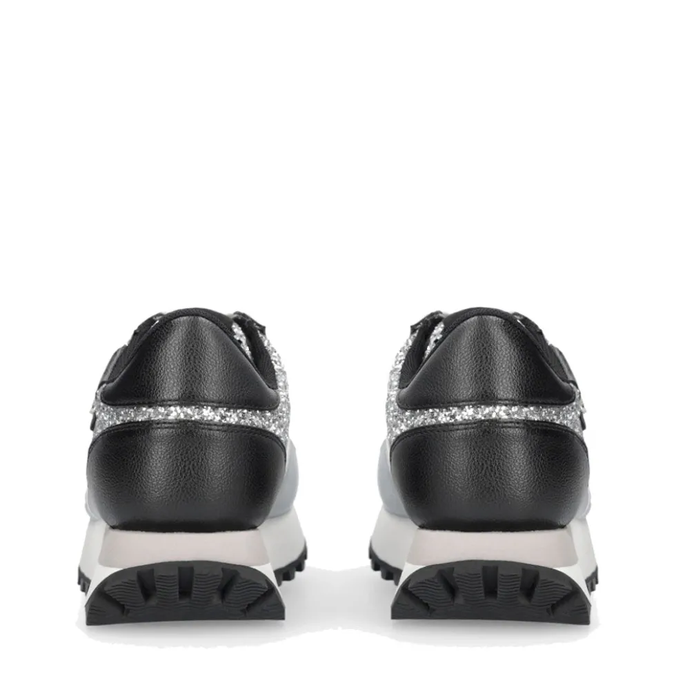 Sneakers Running LIU JO Evelyn 915 Full Glitter Silver con Inserti Laminati