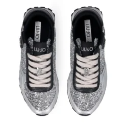 Sneakers Running LIU JO Evelyn 915 Full Glitter Silver con Inserti Laminati