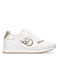 Sneakers Running LIU JO Maxi Wonder Low 02 Bis in Nylon Bianco con Inserti Glitter