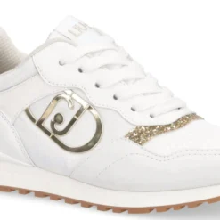 Sneakers Running LIU JO Maxi Wonder Low 02 Bis in Nylon Bianco con Inserti Glitter