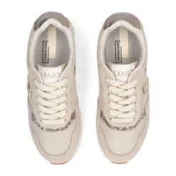 Sneakers Running LIU JO Maxi Wonder Low 02 in Glitter Mesh e Suede Corda Light Gold