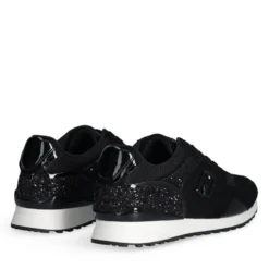 Sneakers Running LIU JO Maxi Wonder Low 02 in Glitter Mesh e Suede Nero