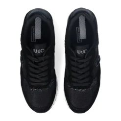 Sneakers Running LIU JO Maxi Wonder Low 02 in Glitter Mesh e Suede Nero