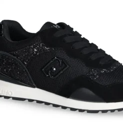 Sneakers Running LIU JO Maxi Wonder Low 02 in Glitter Mesh e Suede Nero