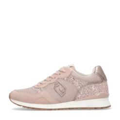 Sneakers Running LIU JO Maxi Wonder Low 02 in Glitter Mesh e Suede Nude
