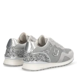 Sneakers Running LIU JO Maxi Wonder Low 02 in Glitter Mesh e Suede Loft Silver