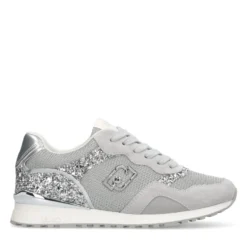 Sneakers Running LIU JO Maxi Wonder Low 02 in Glitter Mesh e Suede Loft Silver
