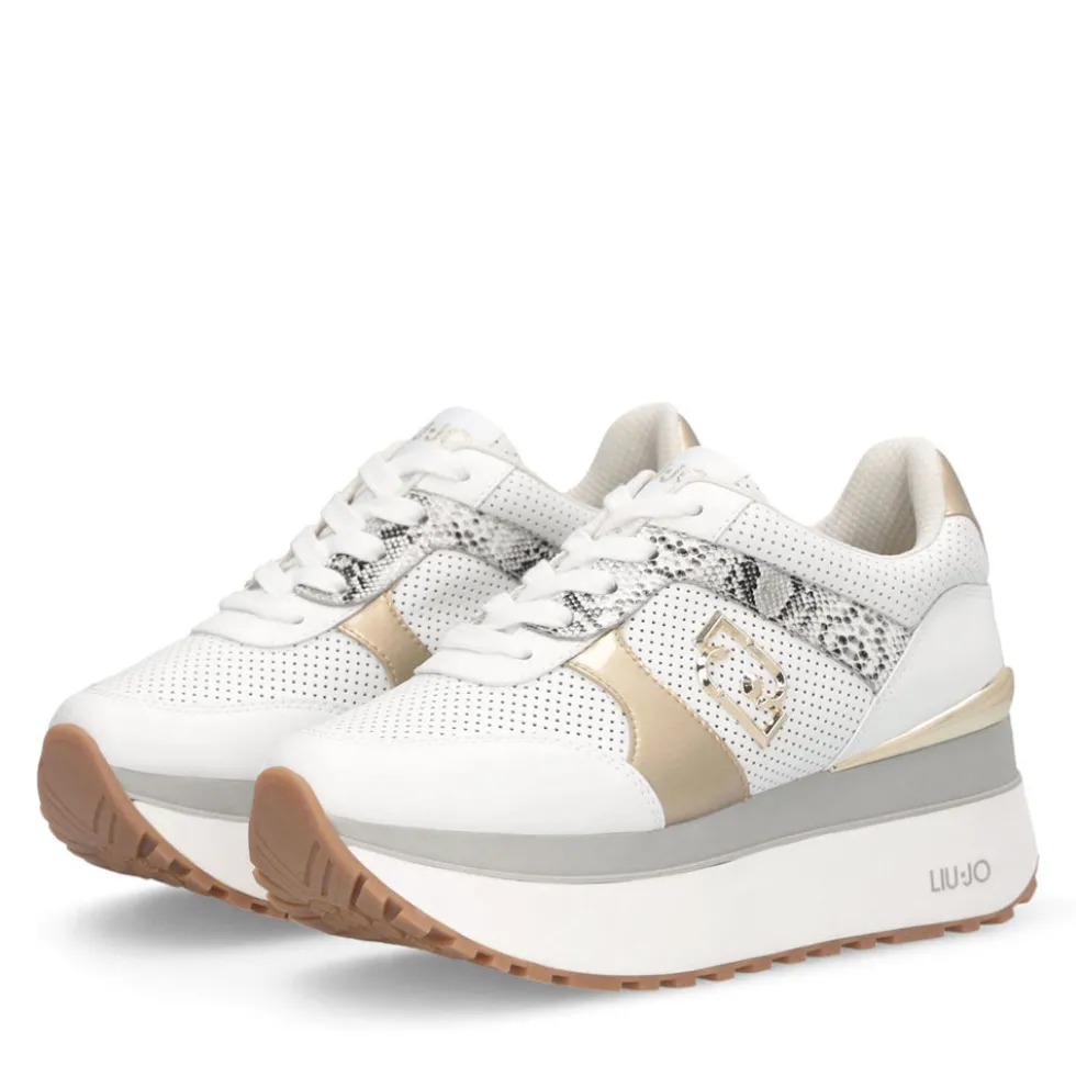 Sneakers Super Platform Donna LIU JO Maxi Wonder Plus 02 Bis in Pelle Traforata Bianca