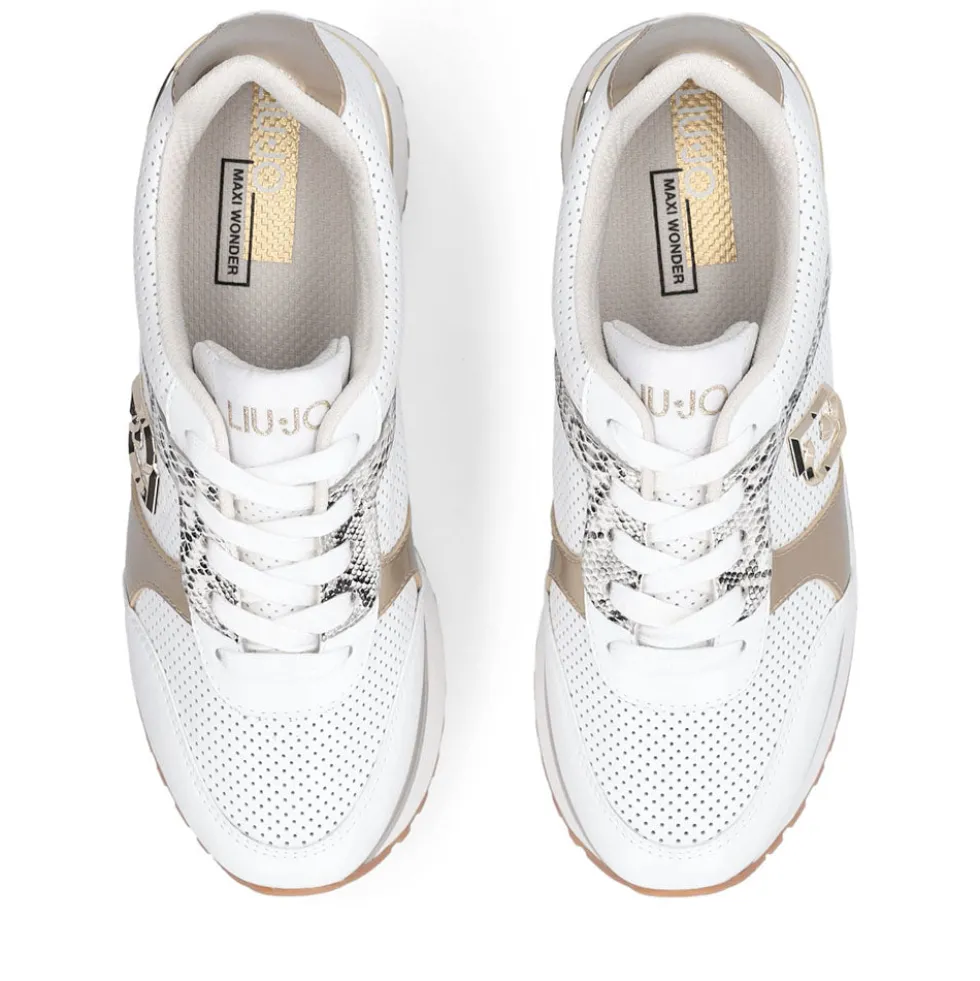 Sneakers Super Platform Donna LIU JO Maxi Wonder Plus 02 Bis in Pelle Traforata Bianca