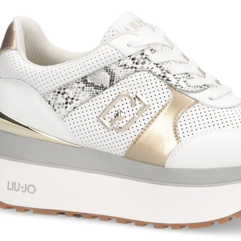 Sneakers Super Platform Donna LIU JO Maxi Wonder Plus 02 Bis in Pelle Traforata Bianca