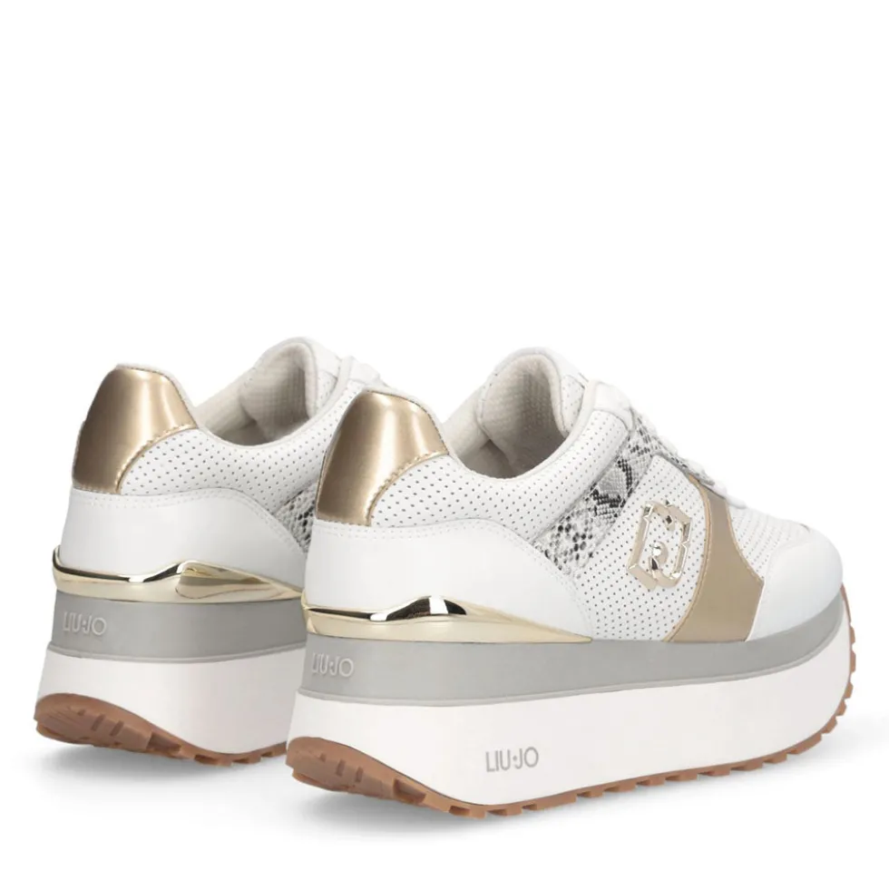 Sneakers Super Platform Donna LIU JO Maxi Wonder Plus 02 Bis in Pelle Traforata Bianca