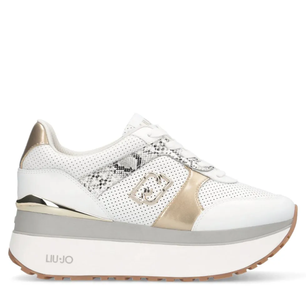 Sneakers Super Platform Donna LIU JO Maxi Wonder Plus 02 Bis in Pelle Traforata Bianca