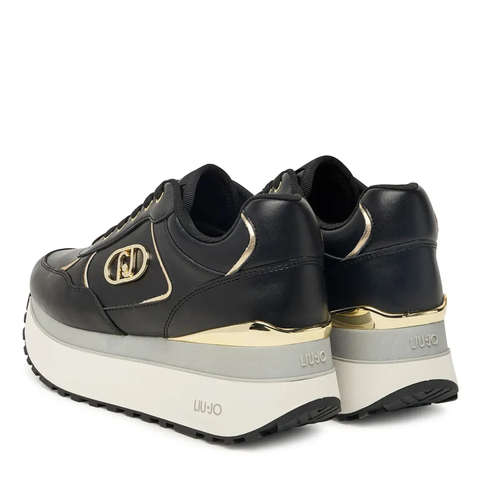 Sneakers Super Platform Donna LIU JO Maxi Wonder Plus 01 in Pelle Nera