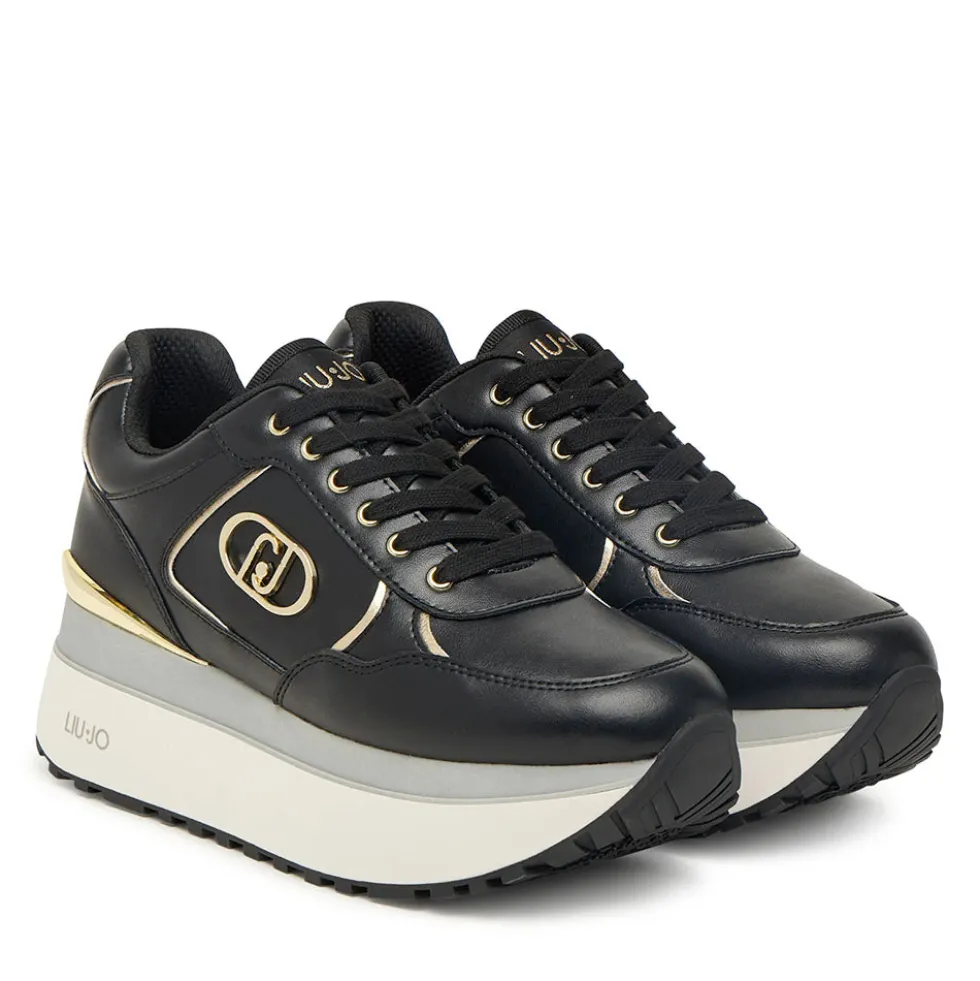 Sneakers Super Platform Donna LIU JO Maxi Wonder Plus 01 in Pelle Nera