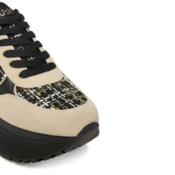 Sneakers Super Platform Donna LIU JO Maxi Wonder Plus 01 in Pelle Suede e Tessuto Rope Black