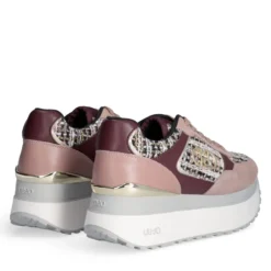 Sneakers Super Platform Donna LIU JO Maxi Wonder Plus 01 in Pelle Suede e Tessuto Rose e Cremisi