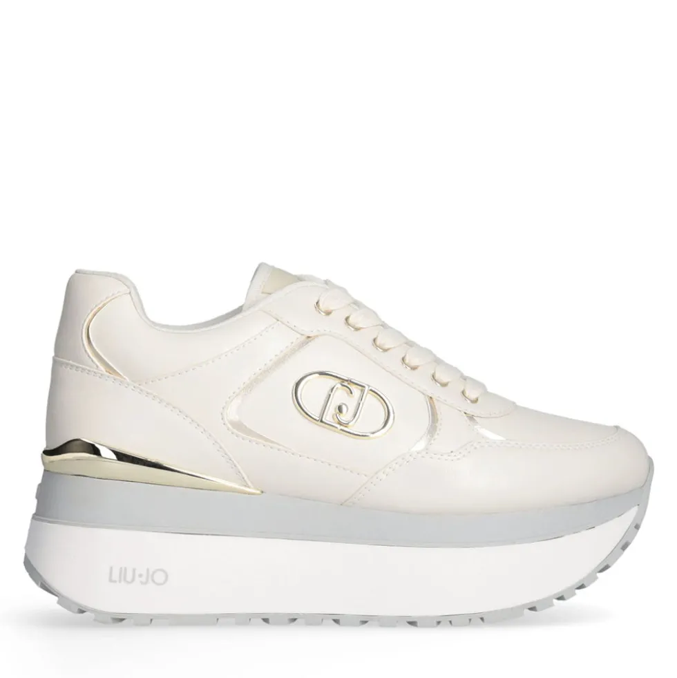 Sneakers Super Platform Donna LIU JO Maxi Wonder Plus 01 in Pelle color Latte