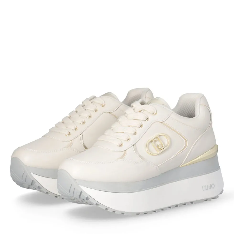 Sneakers Super Platform Donna LIU JO Maxi Wonder Plus 01 in Pelle color Latte