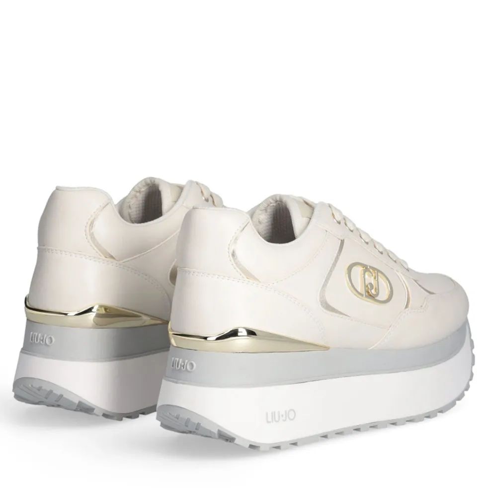 Sneakers Super Platform Donna LIU JO Maxi Wonder Plus 01 in Pelle color Latte