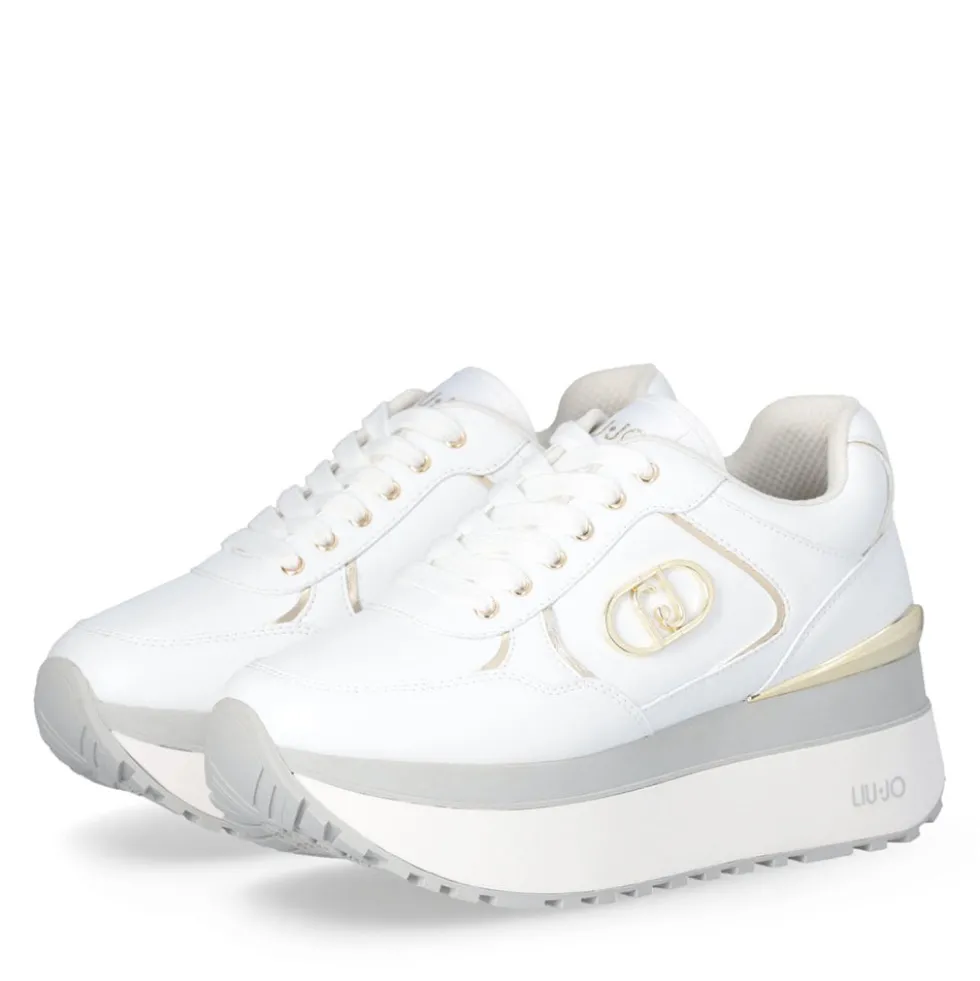 Sneakers Super Platform Donna LIU JO Maxi Wonder Plus 01 in Pelle Bianca