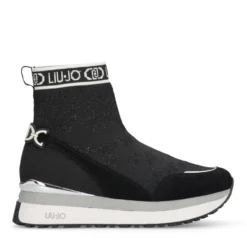 Sock Sneakers Donna LIU JO Maxi Wonder 93 in Tessuto Stretch e Suede Nero