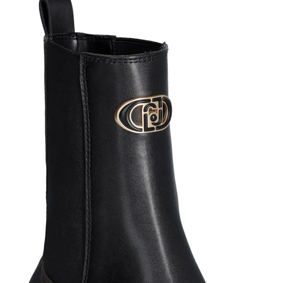 Stivaletti Beatles Donna LIU JO London 02 in Pelle Nera con Inserti Monogram